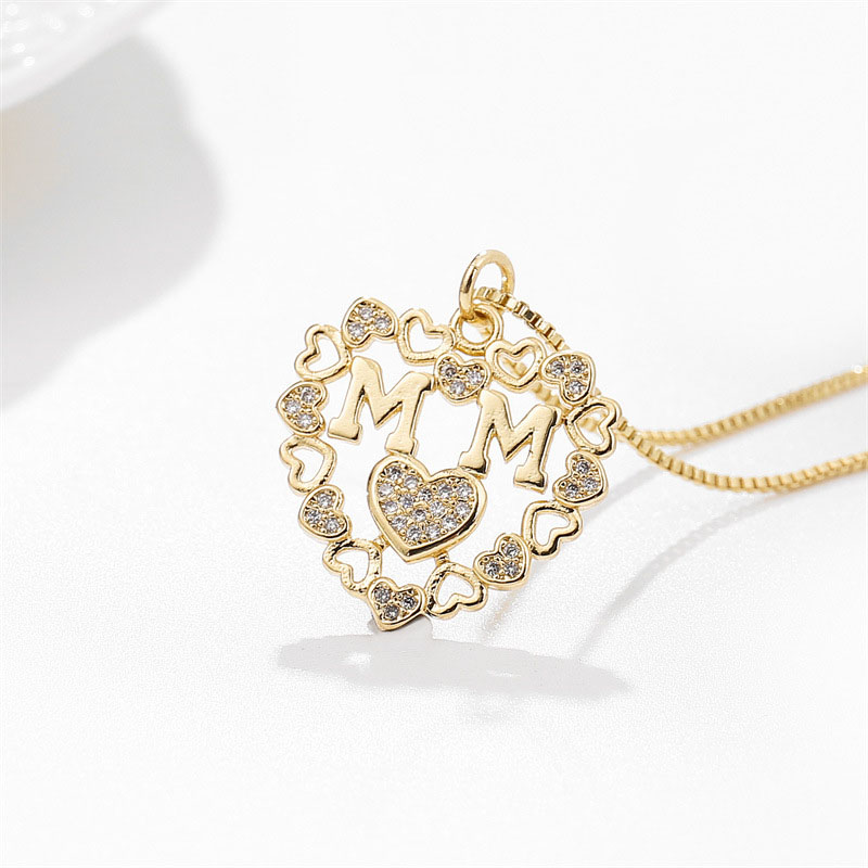 Brass Letter Pentagram Mom Pendant Necklace With Colored Zirconia Love Pendant Manufacturer