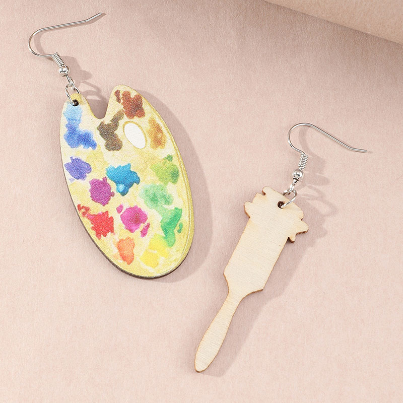 Wholesale Fashion Niche Design Sense Colorful Pigment Wooden Earrings