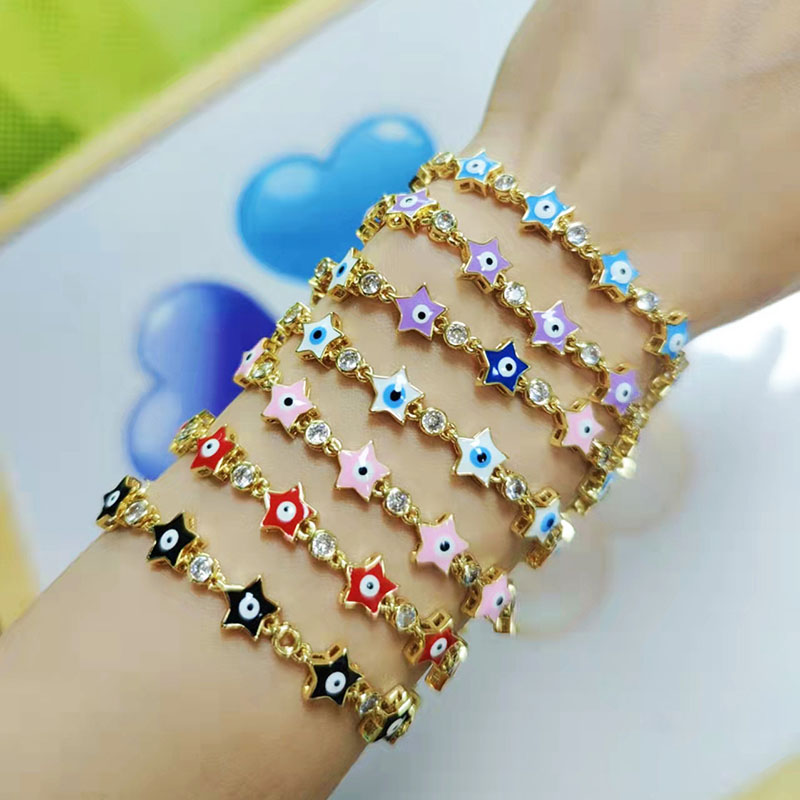 Devil's Eye Bracelet Colorful Oil Drip Eyes Star Zircon Bracelet Manufacturer