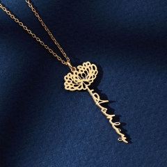 Personalized Stainless Steel December Flower Necklace In English Manufacturer