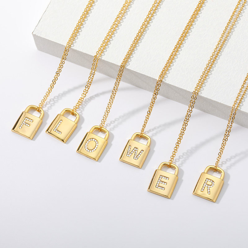 Peaceful Lock Capital Letter Pendant Copper Zirconia Stainless Steel Necklace Manufacturer