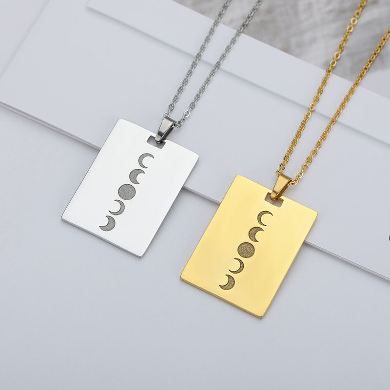 Stainless Steel 18k Gold Plated Pendant Square Sign Sun Moon Necklace Manufacturer