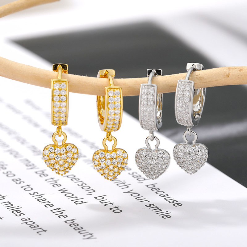 Heart Shaped Zircon Earrings With Diamond Studs Manufacturer