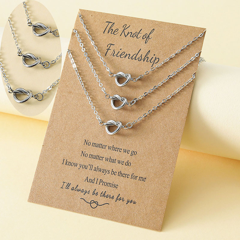 Stainless Steel Heart Shaped Knotted Clasp Necklace Good Friend Clavicle Necklace Distributor