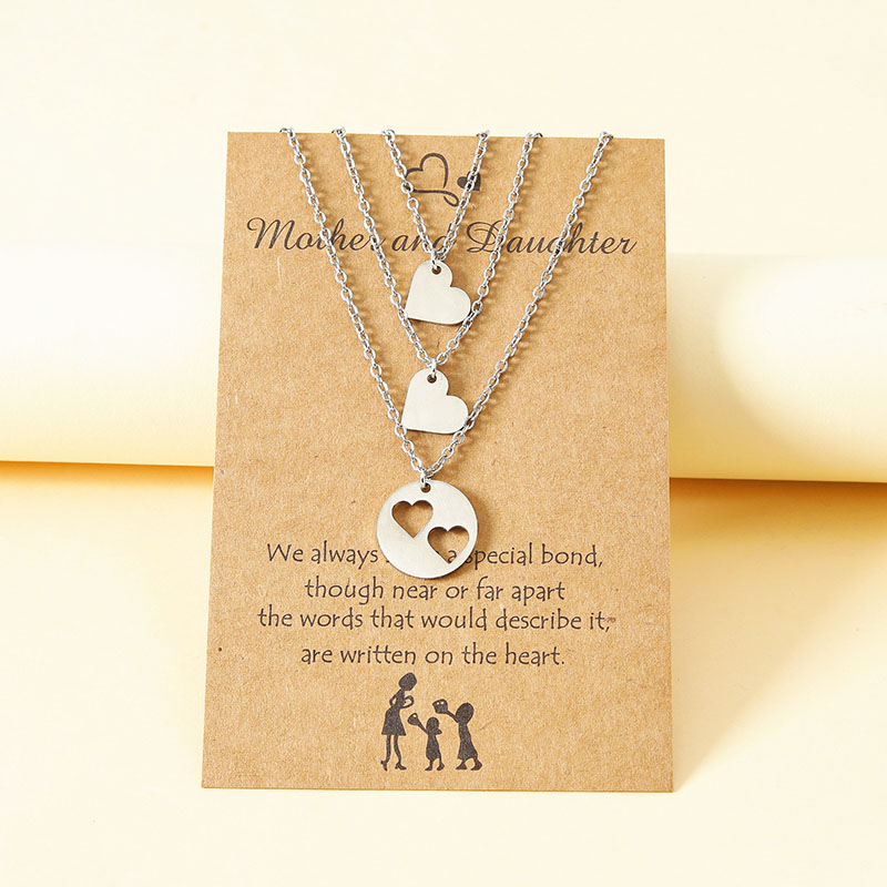 Wholesale Mother's Day Card Necklace Set Of 3 Stainless Steel