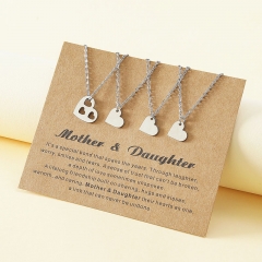 Parent-child Card Necklace Stainless Steel Heart-shaped Hollow Necklace Distributor