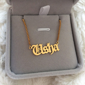 Customized Name Ancient English Font Gold Plated 18k Stainless Steel Necklace