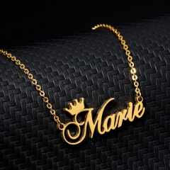 Personalized Custom Crown Name Collarbone Necklace Gold Plated 18k Manufacturer