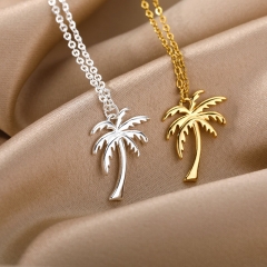 Wholesale Cute Coconut Tree Pendant Titanium Steel Non-fading Necklace