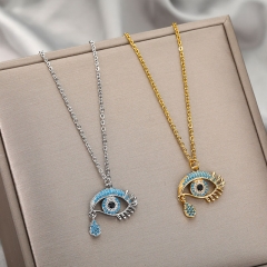 Wholesale Creative Big Eye Tear Zircon Personalized Devil's Eye Necklace