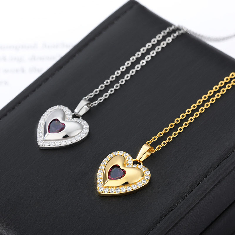 Simple Heart Shaped Crystal Pendant With Zirconia Necklace Manufacturer