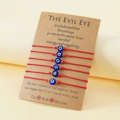 Card Bracelet Blue Lucite Devil's Eye Waxed Rope Braided Bracelets Distributor
