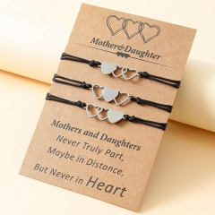 Wholesale Mother's Day Parent-child Card Bracelet Stainless Steel Heart Shaped Bracelet