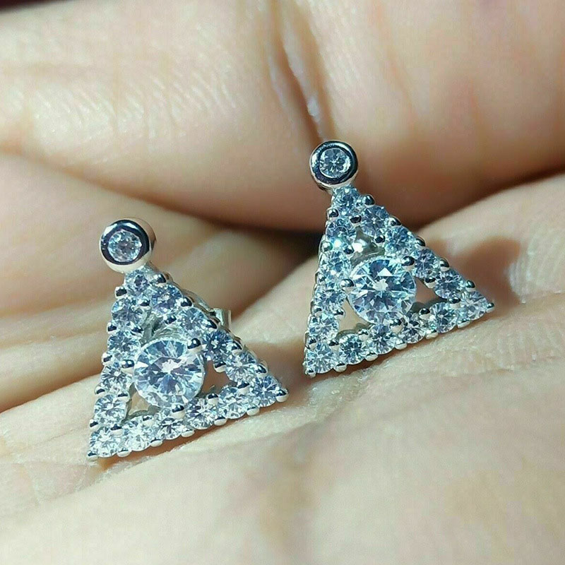 Wholesale Jewelry Creative Diamond-set Geometric Triangle Earrings Exquisite Zircon Earrings