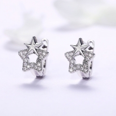 Wholesale Jewelry Zirconia Pentagram Star Earrings Temperament Simple Niche Cold Wind Earrings