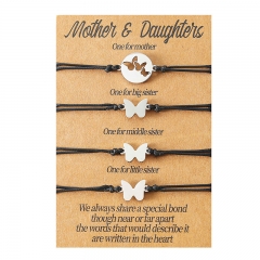 Wholesale Stainless Steel Hollow Butterfly Mother's Day Parent-child Card Bracelet