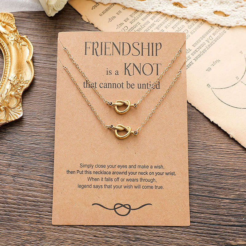 Wholesale Knot Card Necklace Stainless Steel Fine Polished 18k Knotted Collarbone Chain