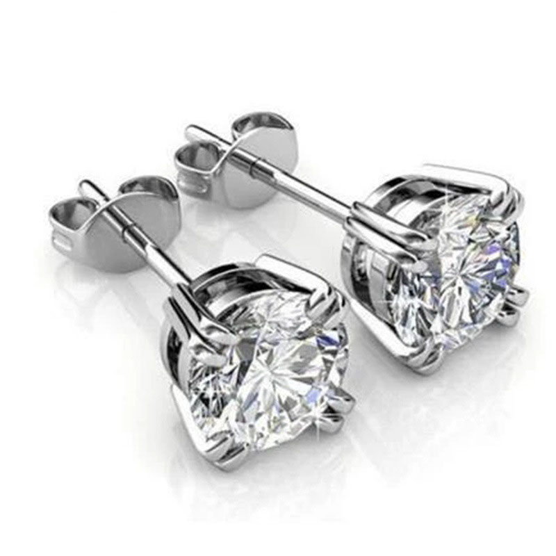 Wholesale Jewelry Classic Claw Set Round Zircon Earrings Female