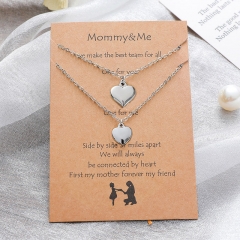 Wholesale Peach Heart Stainless Steel Necklace Non-fading 2-piece Set