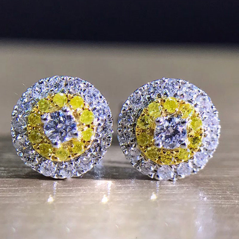 Wholesale Jewelry Micro-set Yellow Diamond Zircon Fashion Colorful Treasure Earrings