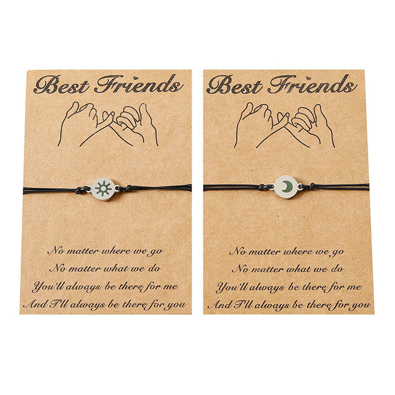 Wholesale Good Friends Card Bracelet Stainless Steel Marking Sun And Moon Hand-woven Bracelet