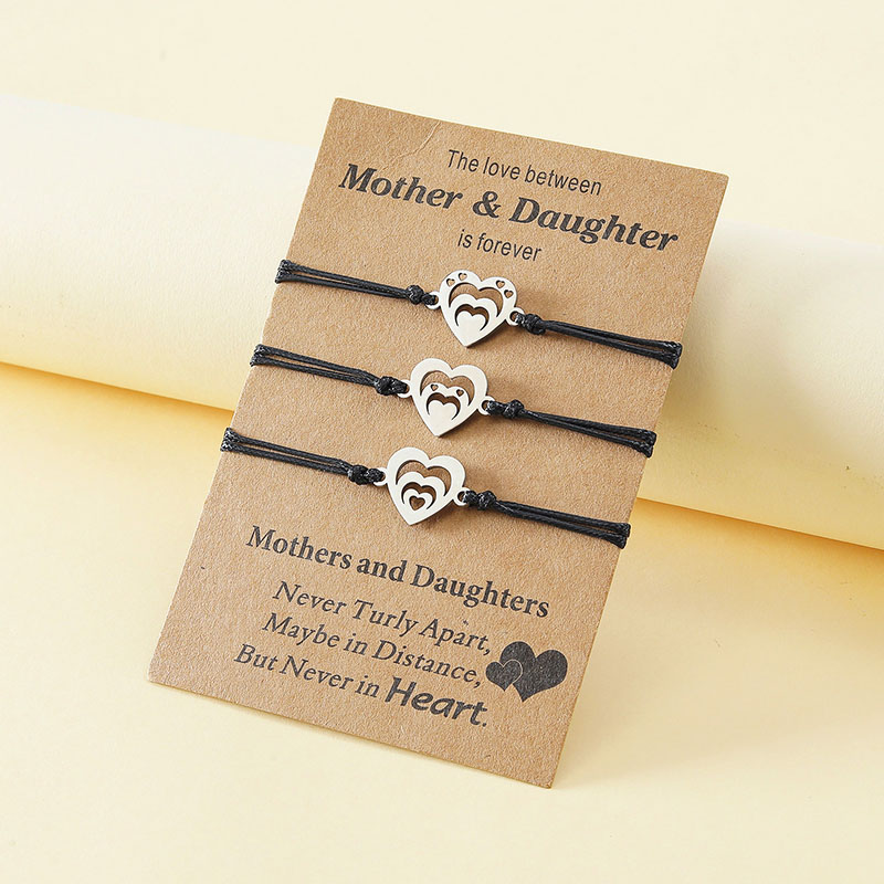 Mother's Day Parent-child Card Bracelet Stainless Steel Heart Bracelet Distributor