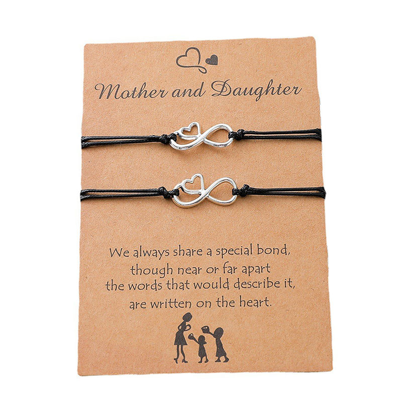 Wholesale Mother And Daughter Parent-child Card Bracelet 8-letter Alloy Love Bracelet 2-piece Set
