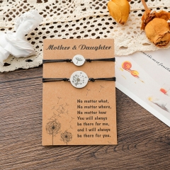Wholesale Creative Waxed Wire Bracelet Bracelet Stainless Steel Dandelion Mother Daughter Card Bracelet