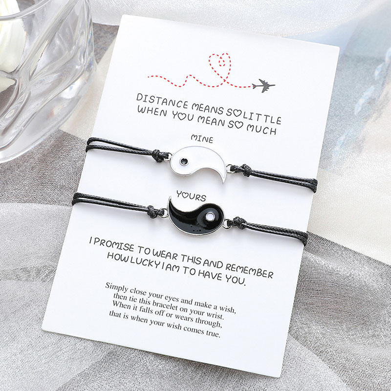 Wholesale Airplane Card Bracelets Alloy Taiji Bagua Braided Bracelet 2 Sets