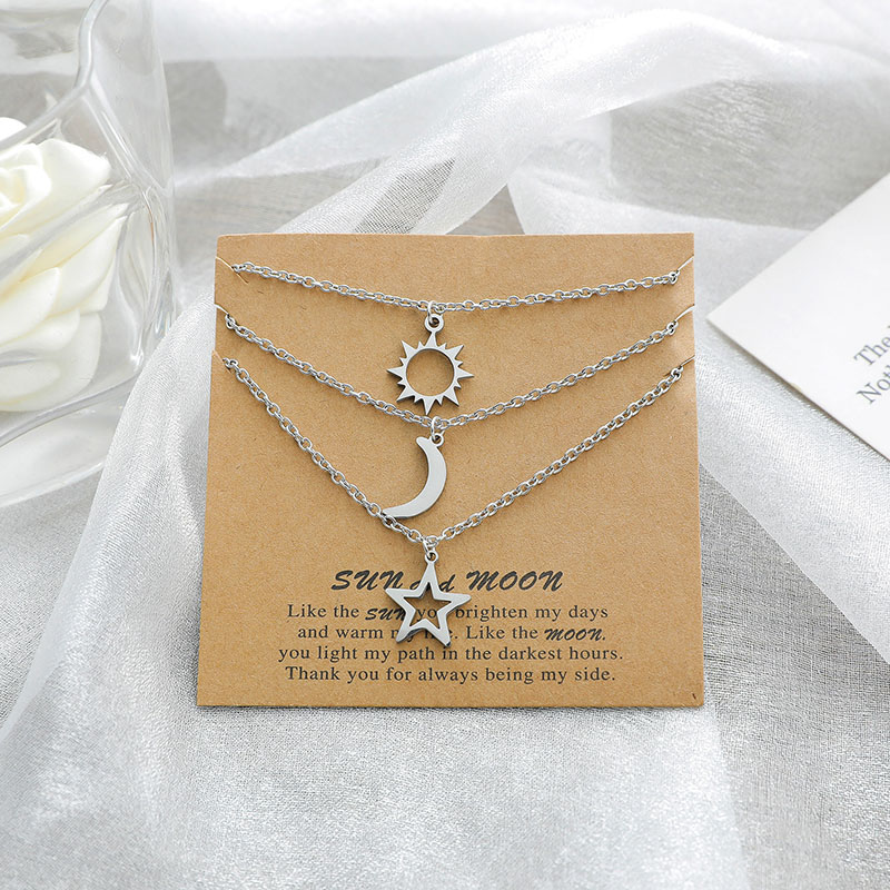 Wholesale Stainless Steel Sun Moon Star Stainless Steel Sun Moon Star Necklace