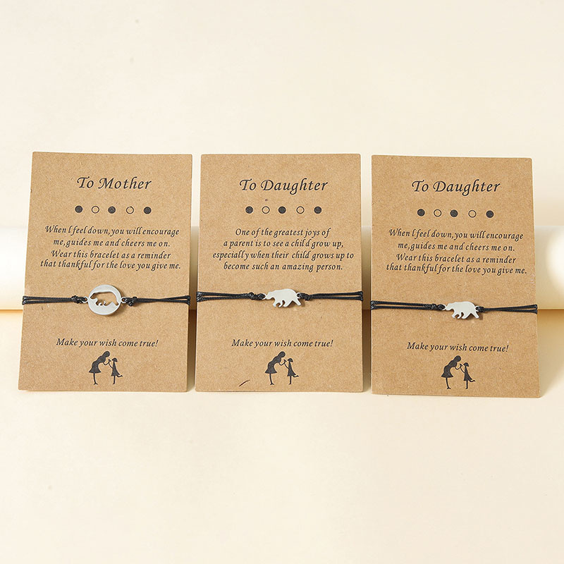 Wholesale Fashion Stainless Steel Hollow Bear Mother's Day Hand-woven Bracelet