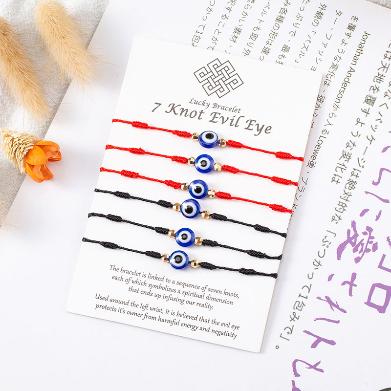 Wholesale Devil's Eye Hand Ornaments Lucky Red Rope Card Braided Bracelet Bracelet 6 Pieces Set