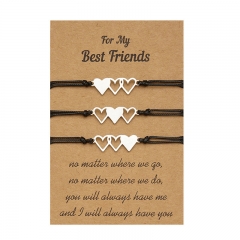 Wholesale Best Friend Card Bracelet Creative Stainless Steel Hollow Heart Bracelet