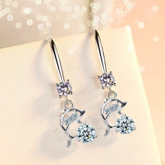 Wholesale Jewelry Lovely Long Dolphin Earrings Female Zircon Earrings