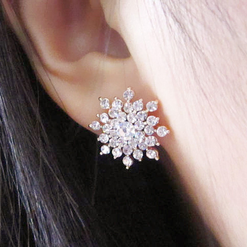 Fashion Simple Set Diamond Snowflake Geometric Earrings Distributor