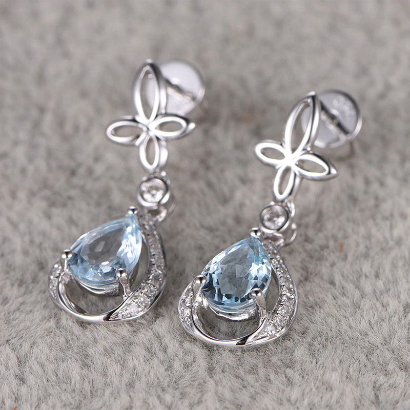 Creative Europe And The United States With Blue Zircon Earrings Earrings Temperament And Versatile Ladies Jewelry Distributor