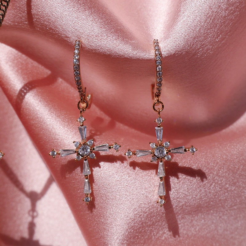 Crucifix With Zirconia Earrings Distributor