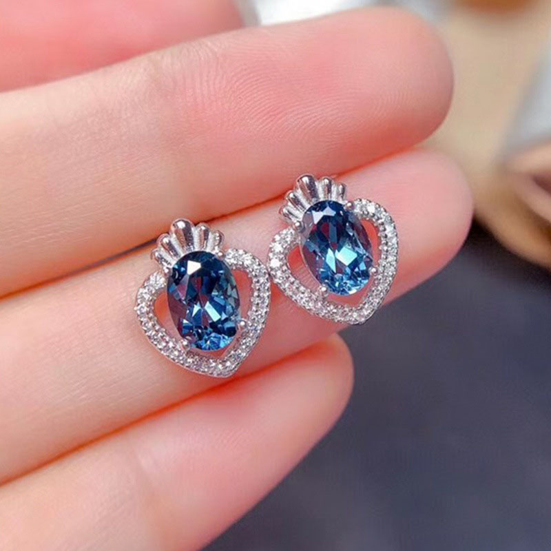 Wholesale Jewelry Simple Small Crown Zircon Earrings Summer  Sweet Earrings