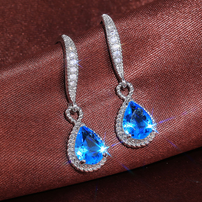 Exquisite Fashion Versatile Blue Drop Earrings Earrings Distributor