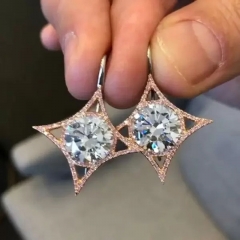 Wholesale Jewelry Geometric Diamond Zircon Earrings