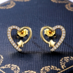 Wholesale Jewelry Copper Gold-plated Zircon Love Earrings For Women