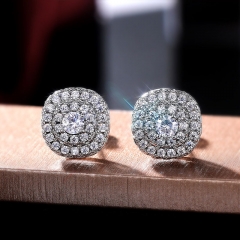 Wholesale Jewelry Fashion Square Diamond Zircon Earrings Female Full Diamond