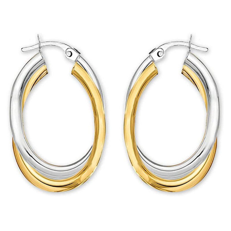 Fashion Simple Glossy Double Layer Two-color Circle Earrings Distributor