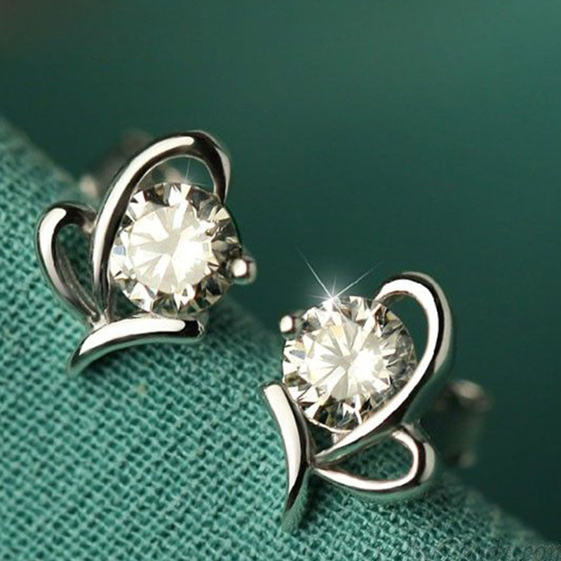 Wholesale Jewelry Exquisite Small Butterfly Earrings Female Sweet Flowers Zircon Earrings