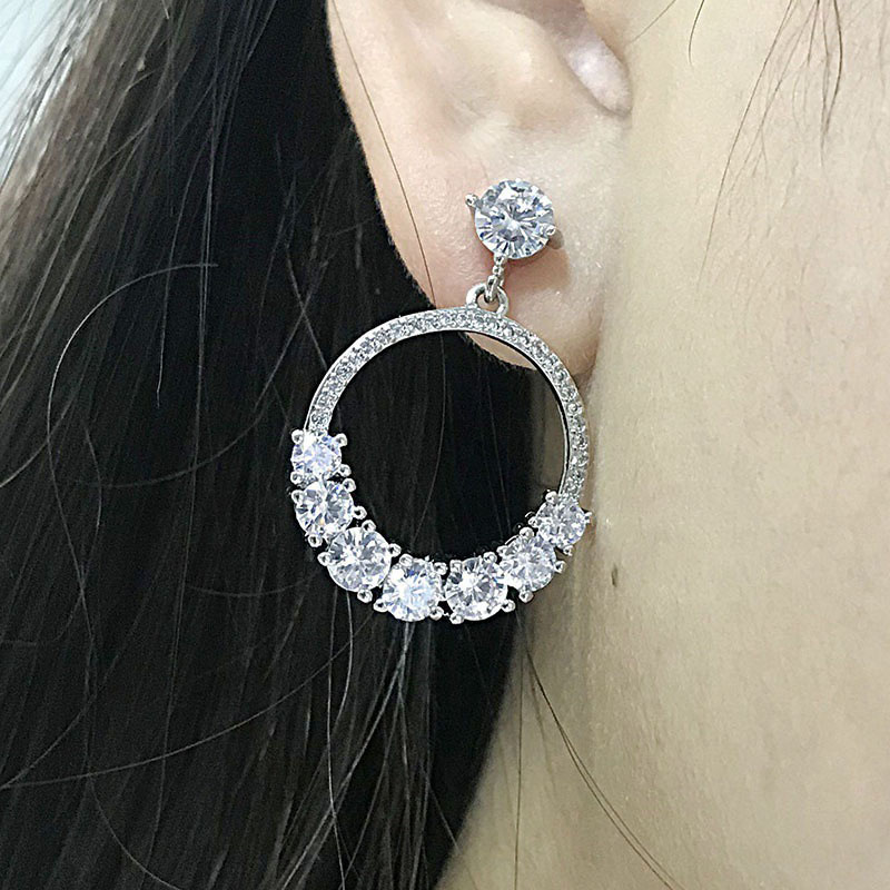 Wholesale Jewelry Hundred Round Full Diamond Earrings Earrings