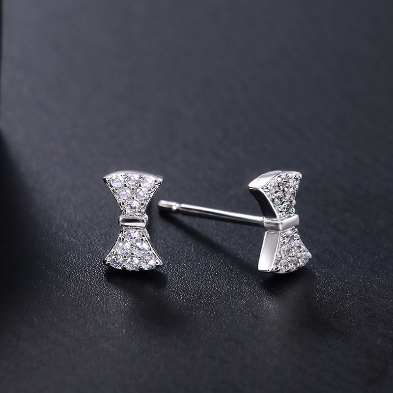 Sweet Cute Bow Zirconia Earrings Fashion Distributor