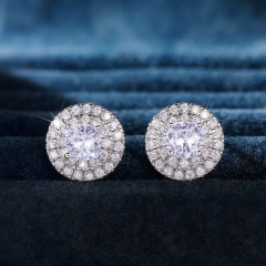 Wholesale Jewelry Luxury Full Diamond Micro-set Zircon Earrings European And American Party Engagement Earrings