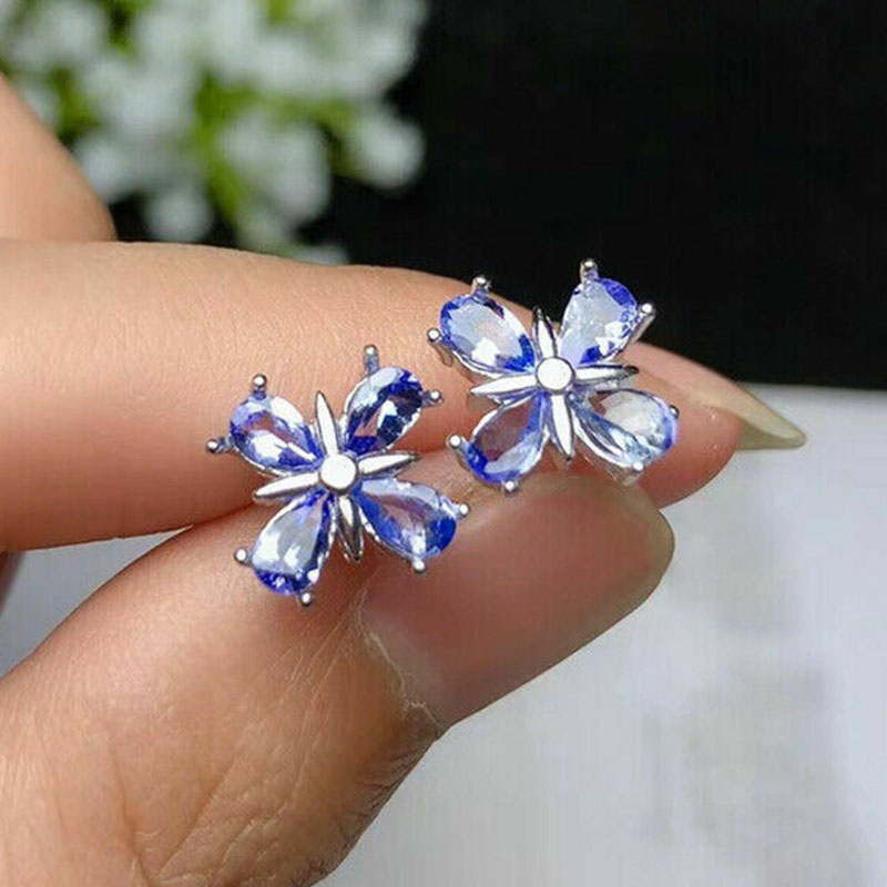 Wholesale Jewelry Small Fresh Flowers With Zirconia Stud Earrings