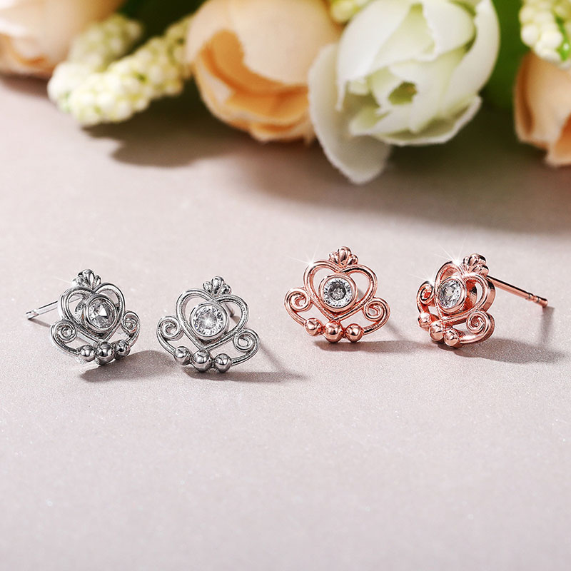 Wholesale Jewelry Rose Gold Crown Earrings Simple Small Fresh Student Earrings