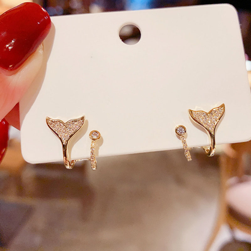 Wholesale Jewelry Tide Light Luxury Super Fairy Flash Diamond Fishtail Earrings
